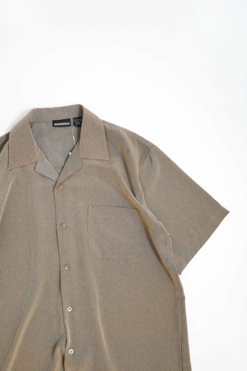 OLIVE OPEN COLLAR S/S SHIRT
