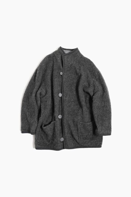 MOHAIR KNIT STAND COLLAR JACKET
