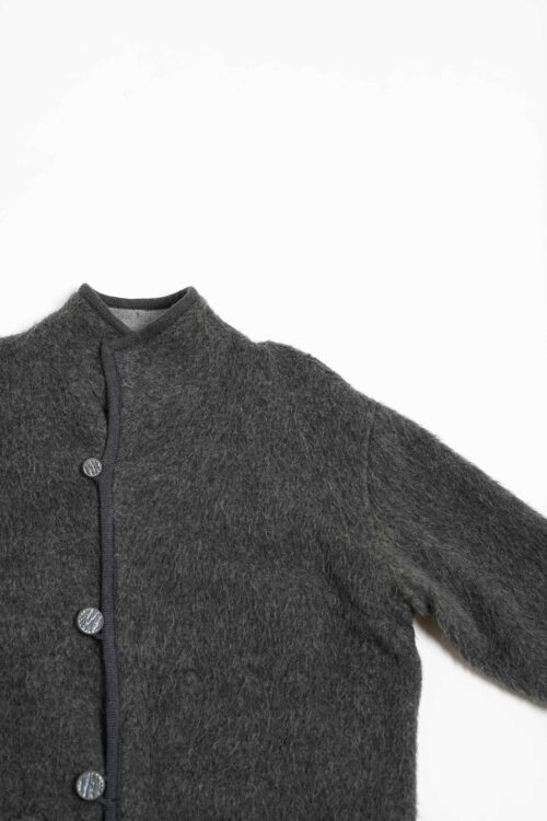 MOHAIR KNIT STAND COLLAR JACKET