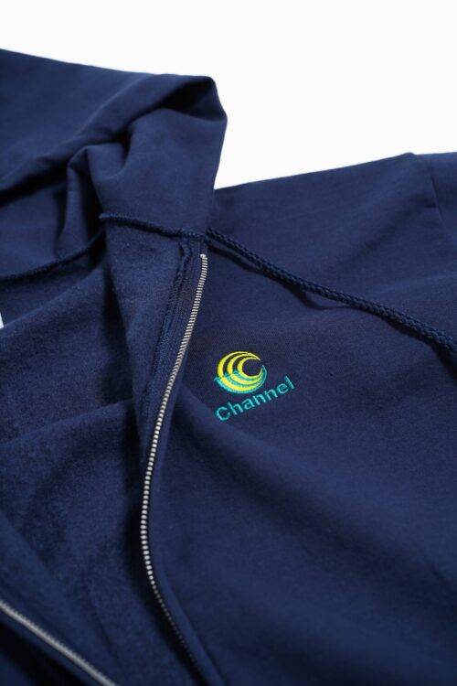 CHANNEL EMBROIDERY ZIP HOODIE