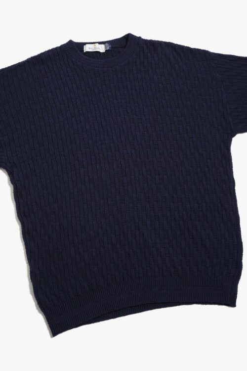 COTTON KNIT SWEATER NAVY MADE IN USA