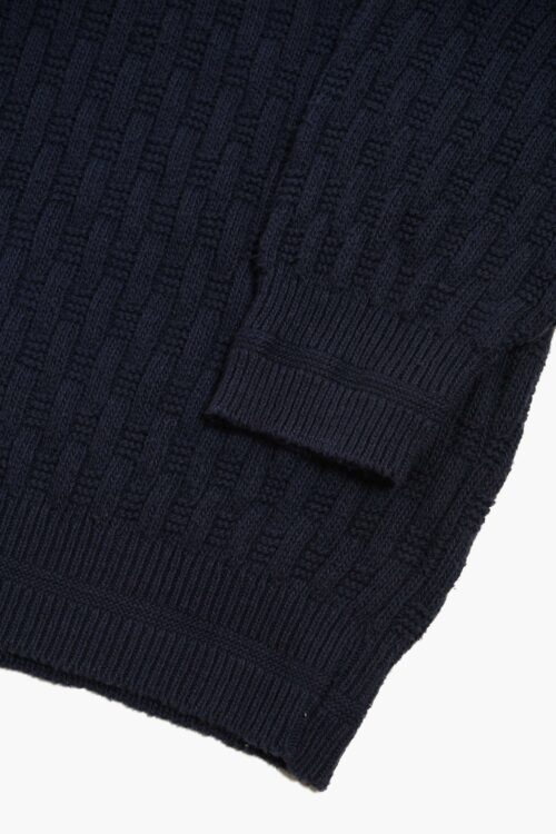 COTTON KNIT SWEATER NAVY MADE IN USA