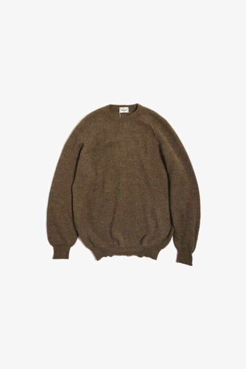 BROWN ALPACA CREW NECK KNIT MADE IN ITALY