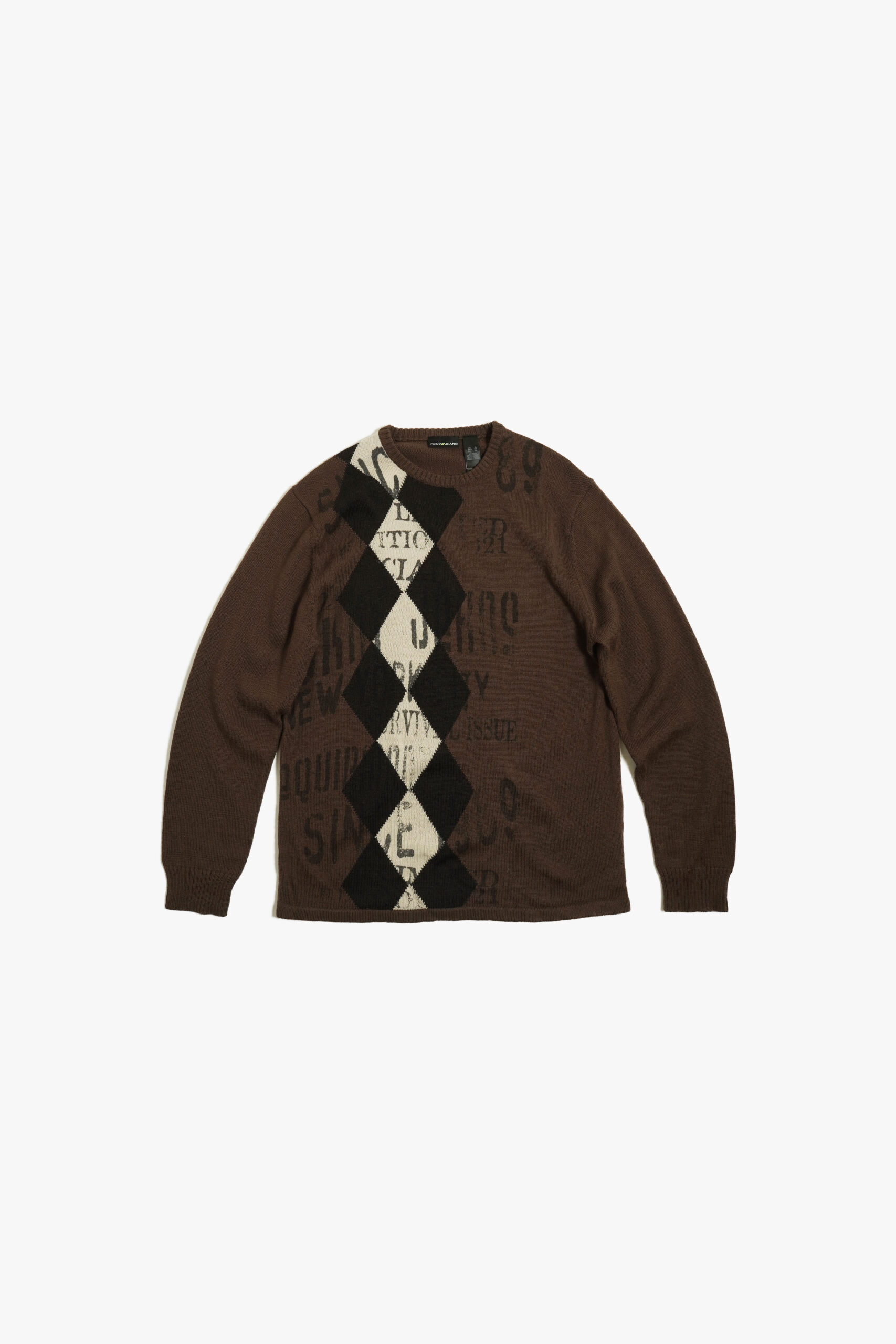 DKNY JEANS DESIGND PRINTED KNIT SWEATER BROWN COLOR