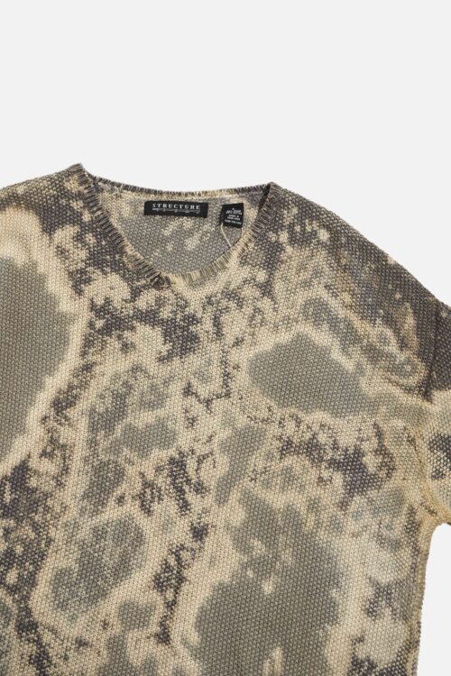 STRUCTURE OVER DYE DRY COTTON KNIT SWEATER