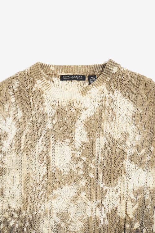 STRUCTURE OVER DYE CABLE COTTON KNIT SWEATER