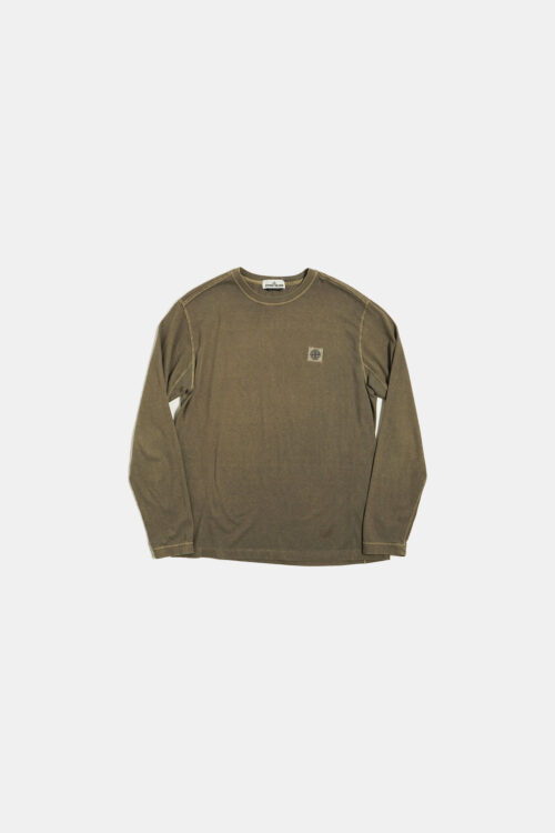 STONE ISLAND COTTON L/S TEE SHIRTS OLIVE GRAY
