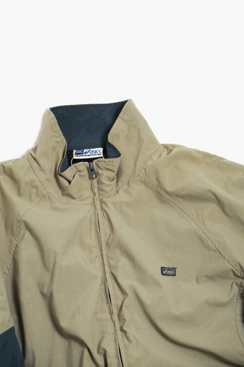 90'S ASICS LINE DESIGN NYLON TRACK JACKET KHAKI
