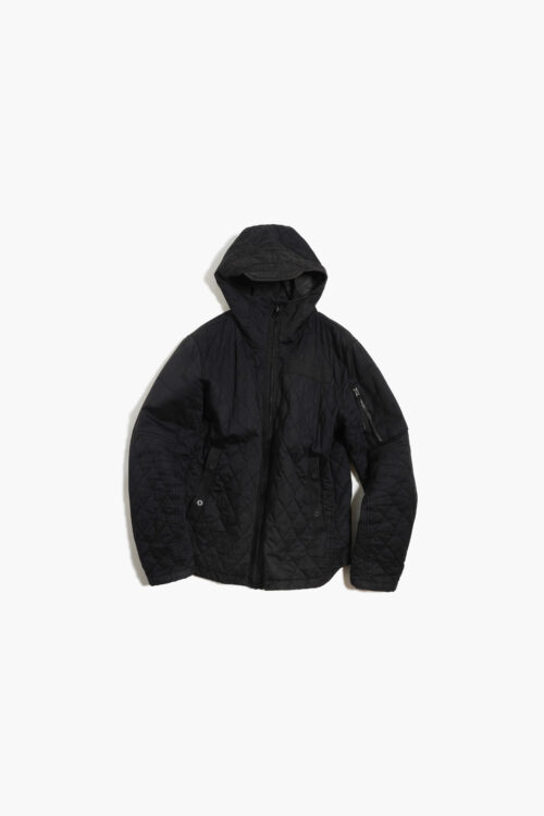 RAW QUILTING HOODED ZIP UP JACKET FADE BLACK