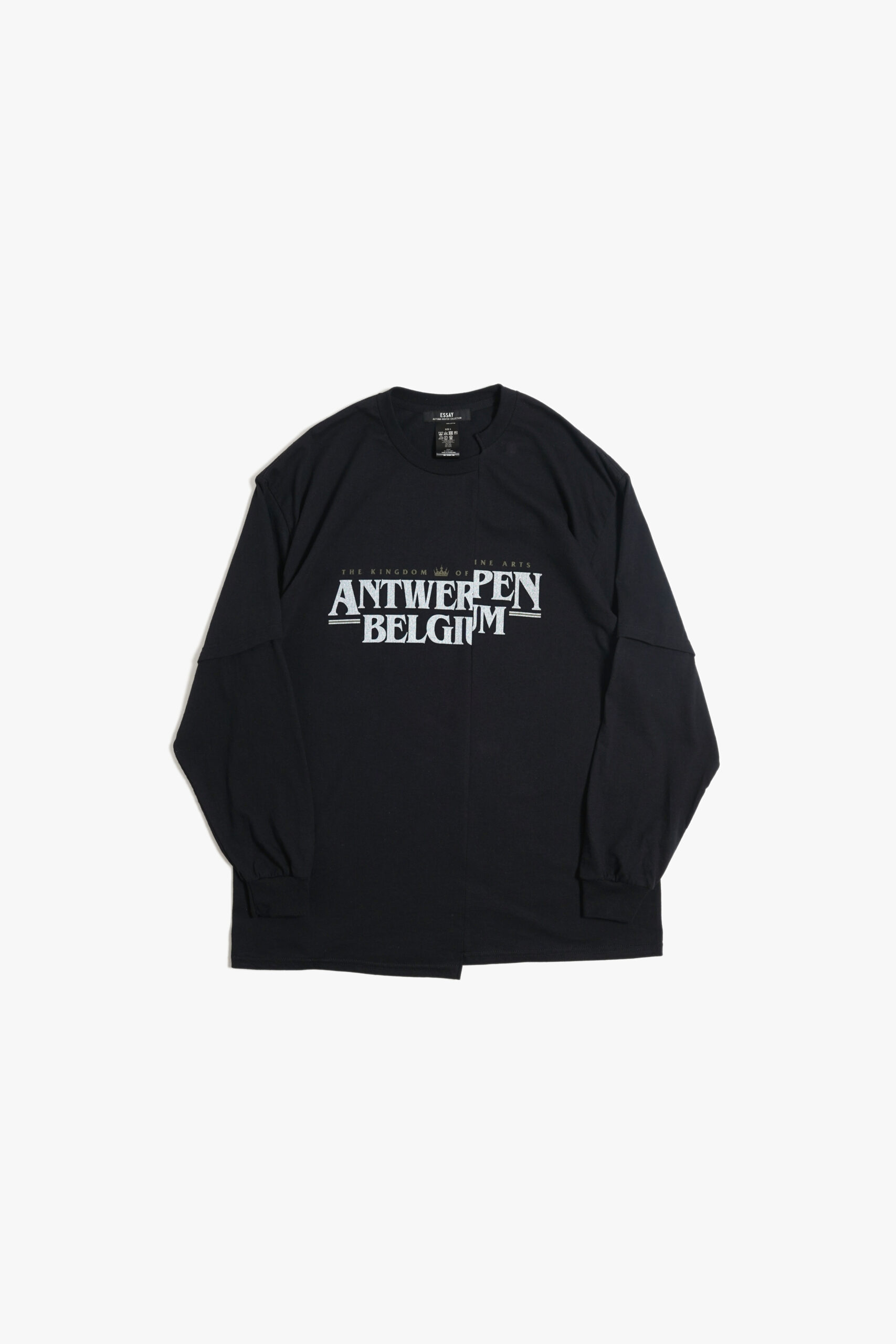 CUT UP LONG LAYER T-SHIRT - ANTWERPEN - BLACK