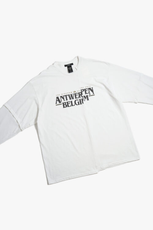 CUT UP LONG LAYER T-SHIRT - ANTWERPEN - WHITE