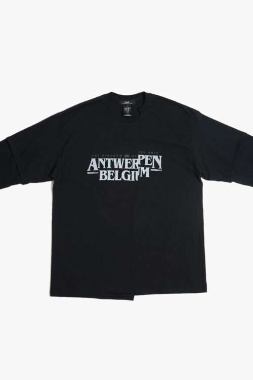 CUT UP LONG LAYER T-SHIRT - ANTWERPEN - BLACK