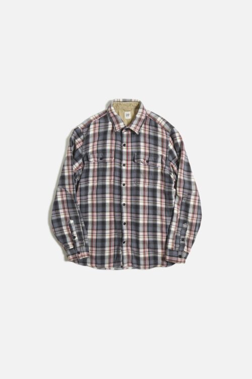 GAP CHECK PATTERN FLANNEL L/S SHIRTS GRAY