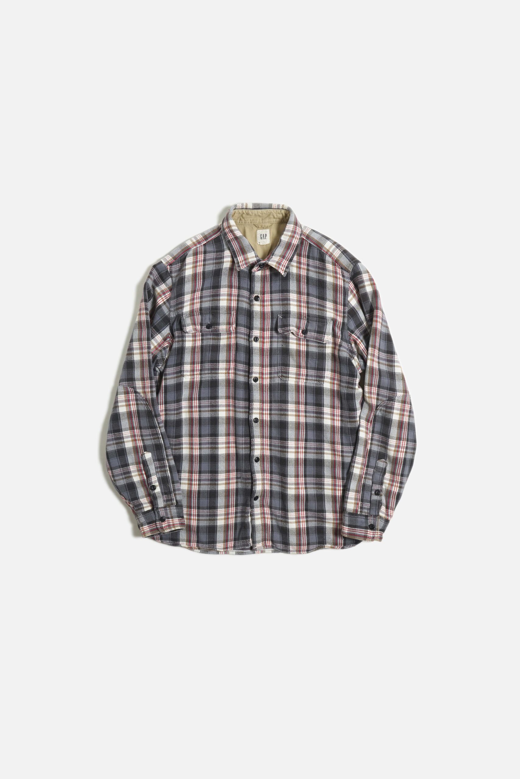 GAP CHECK PATTERN FLANNEL L/S SHIRTS GRAY