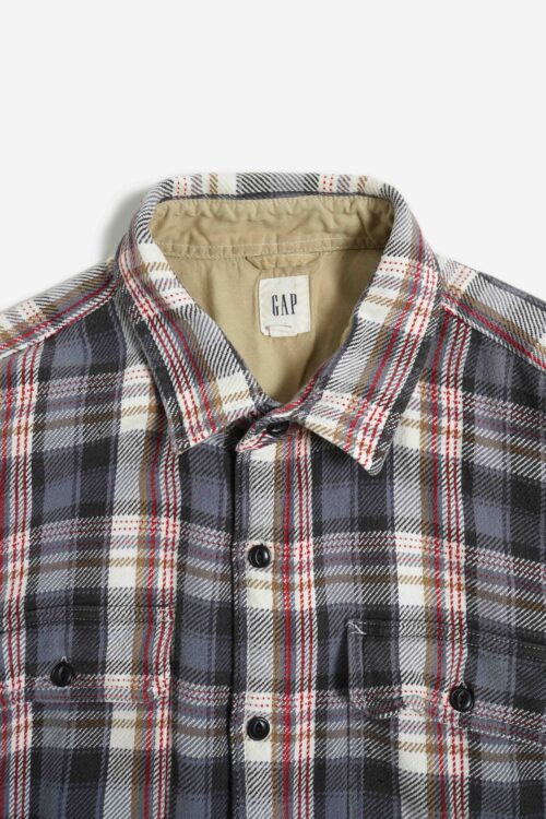 GAP CHECK PATTERN FLANNEL L/S SHIRTS GRAY