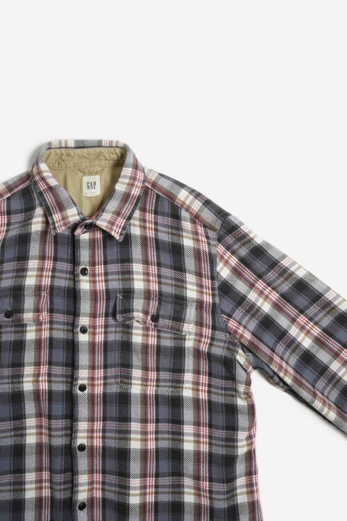 GAP CHECK PATTERN FLANNEL L/S SHIRTS GRAY