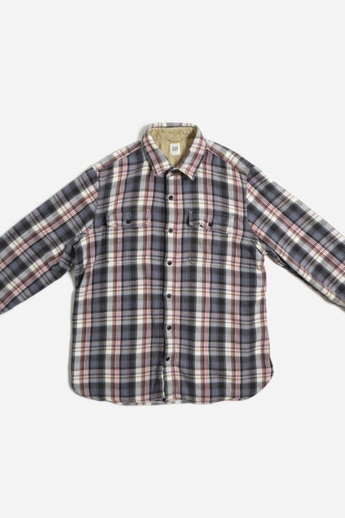 GAP CHECK PATTERN FLANNEL L/S SHIRTS GRAY