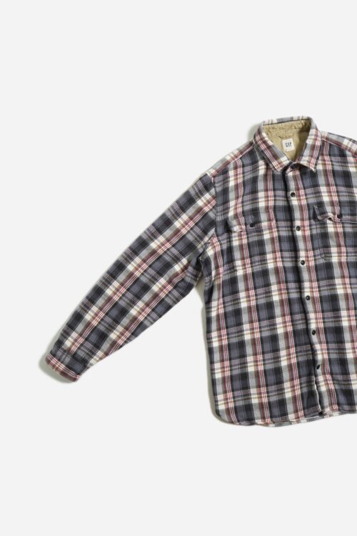 GAP CHECK PATTERN FLANNEL L/S SHIRTS GRAY