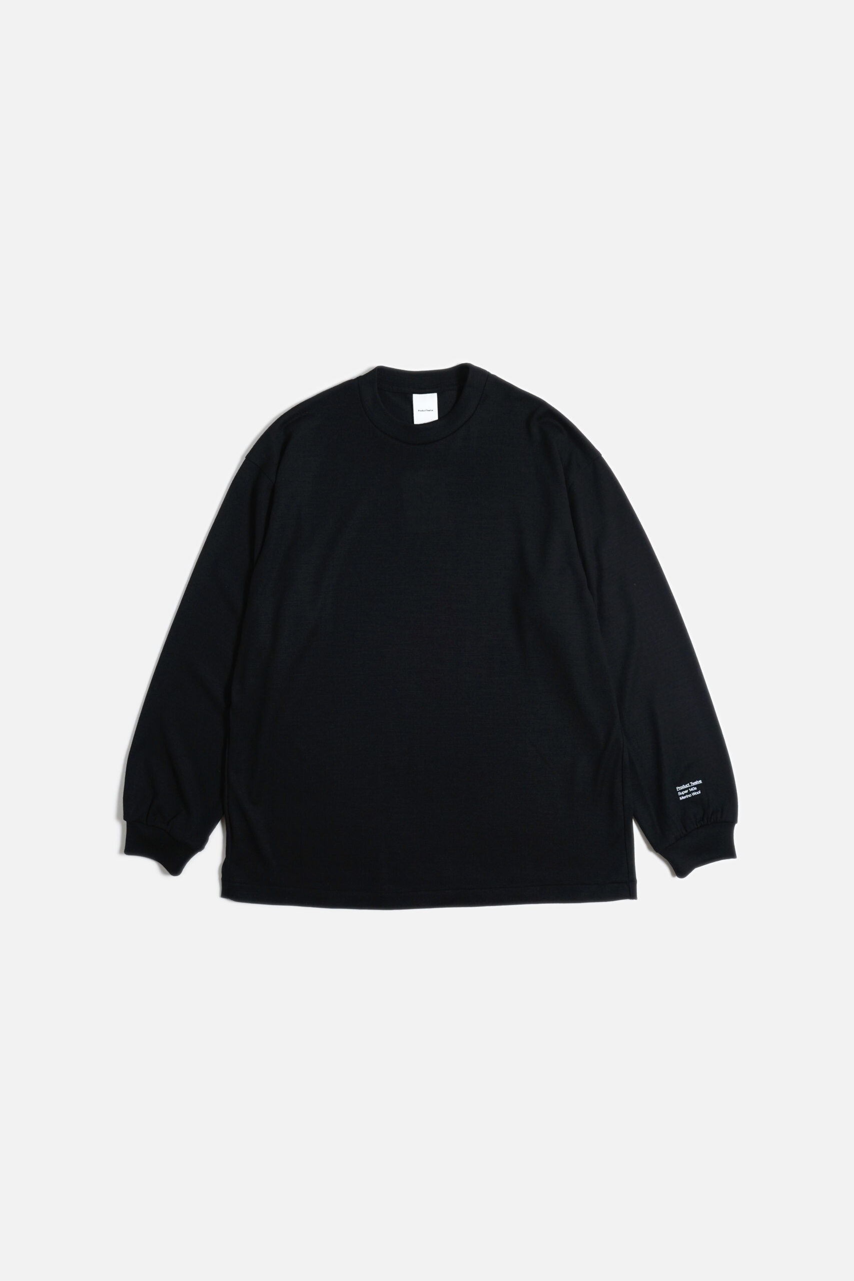 SUPER 140'S MELINO WOOL LONG SLEEVE T-SHIRT BLACK