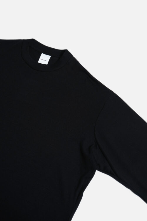 SUPER 140'S MELINO WOOL LONG SLEEVE T-SHIRT BLACK