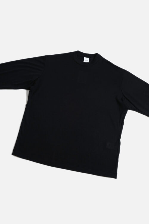 SUPER 140'S MELINO WOOL LONG SLEEVE T-SHIRT BLACK