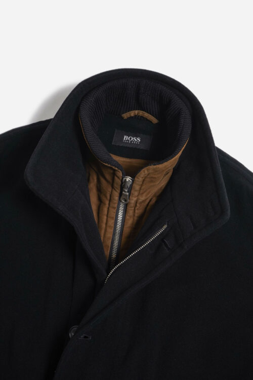 HUGO BOSS LAYERED DETAIL WOOL COAT