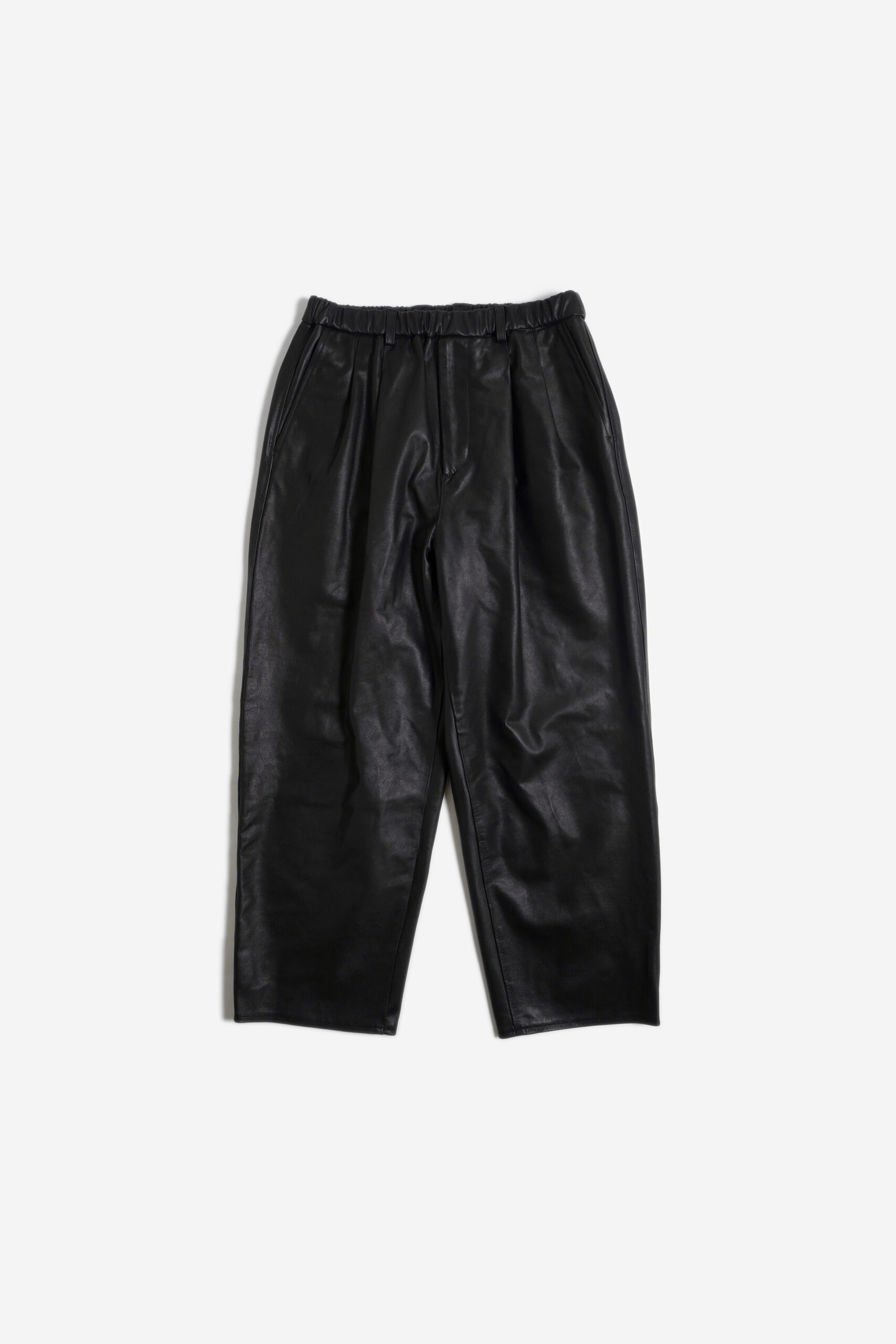 DOUBLE PLEATED EASY PANTS - FULL GRAIN LEATHER -