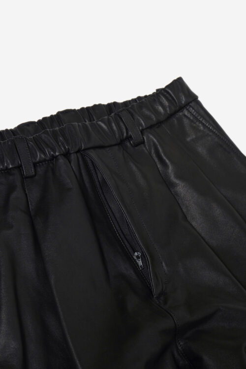 DOUBLE PLEATED EASY PANTS - FULL GRAIN LEATHER -