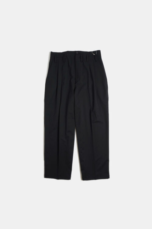 WOOL BLEND WIDE STRAIGHT TROUSERS BLACK