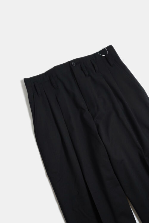 WOOL BLEND WIDE STRAIGHT TROUSERS BLACK