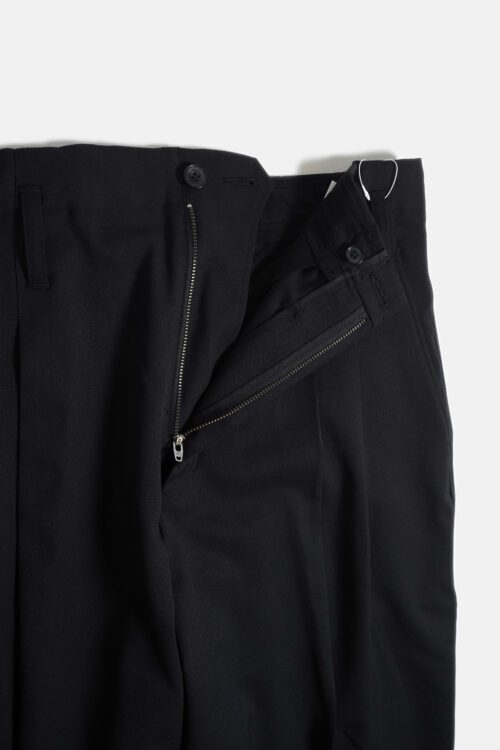 WOOL BLEND WIDE STRAIGHT TROUSERS BLACK