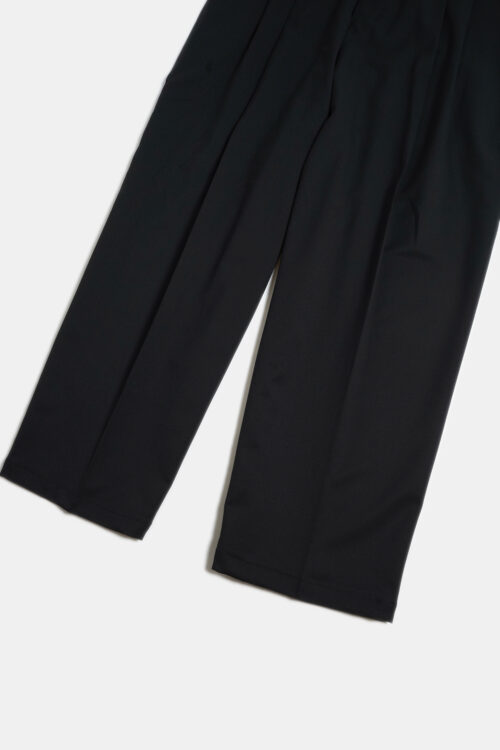 WOOL BLEND WIDE STRAIGHT TROUSERS BLACK