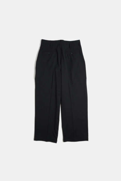 WOOL BLEND WIDE STRAIGHT TROUSERS BLACK