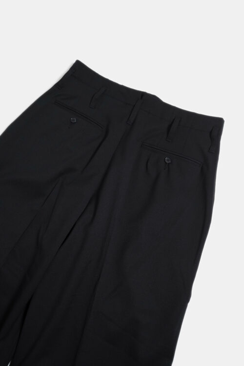 WOOL BLEND WIDE STRAIGHT TROUSERS BLACK