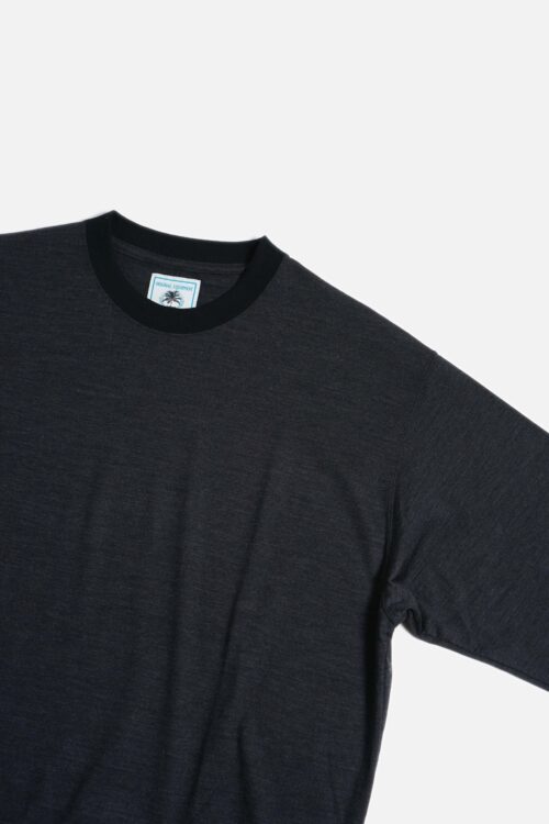 WOOL TRIM L/S CHARCOAL