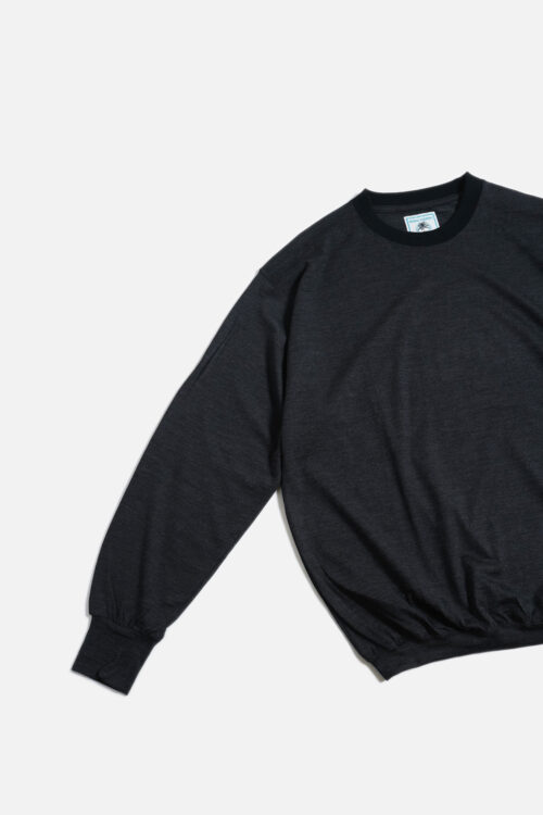 WOOL TRIM L/S CHARCOAL