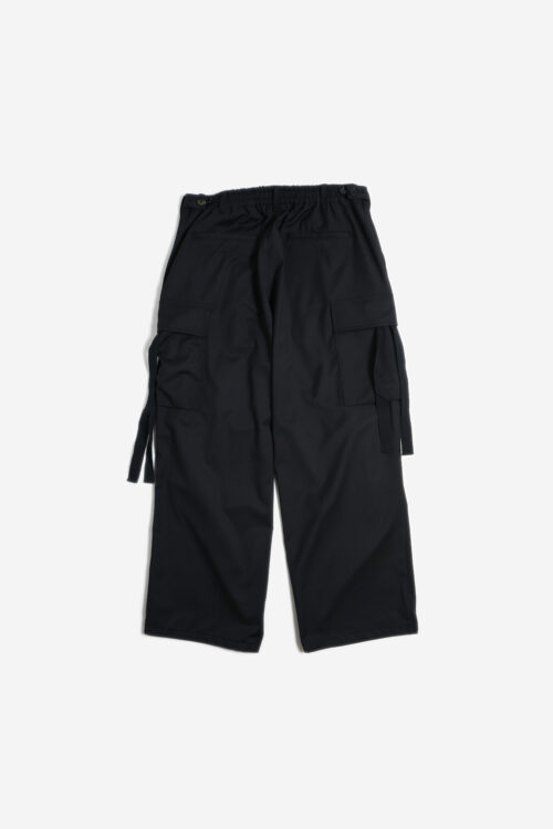 WOOL BLEND WIDE MILITARY TROUSERS BLACK