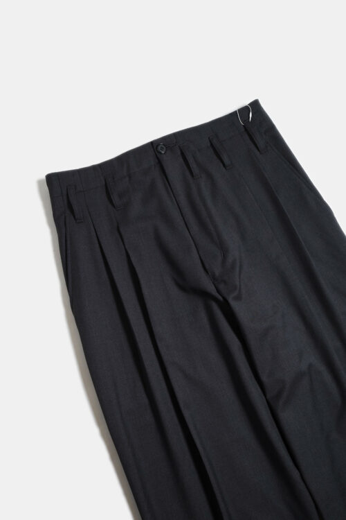 WOOL BLEND WIDE STRAIGHT TROUSERS CHARCOAL