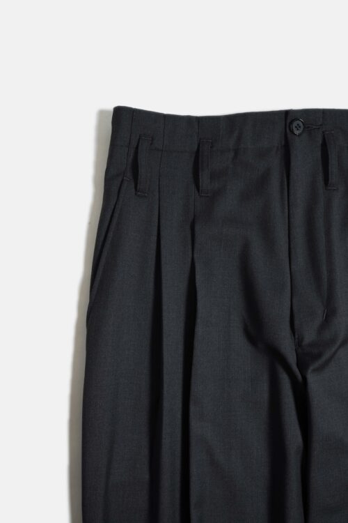 WOOL BLEND WIDE STRAIGHT TROUSERS CHARCOAL