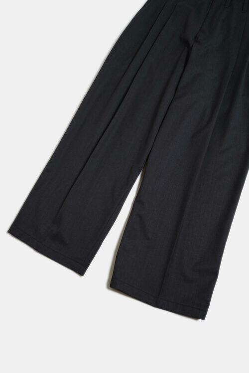 WOOL BLEND WIDE STRAIGHT TROUSERS CHARCOAL