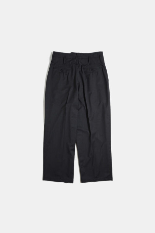 WOOL BLEND WIDE STRAIGHT TROUSERS CHARCOAL