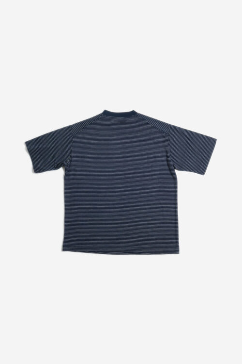 SUPER 140'S MELINO WOOL T-SHIRT NAVY STRIPE