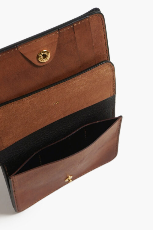 POST WALLET BABY CALF  BLACK × BROWN