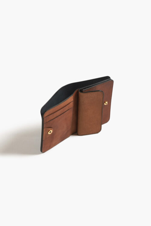 POST WALLET BABY CALF  BLACK × BROWN
