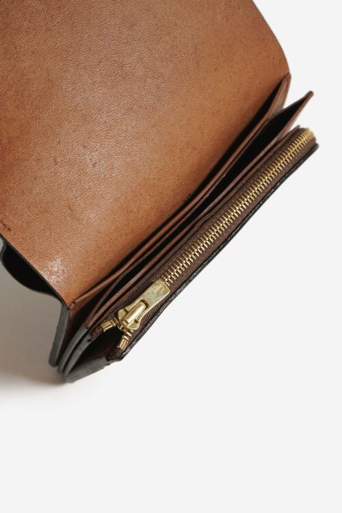 SHORT WALLET SERPENTINE  BLACK × BROWN