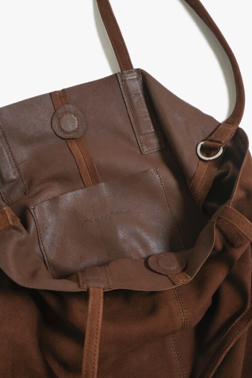 3WAY MEDIUM TOTE OIL SUEDE COFFEE BROWN