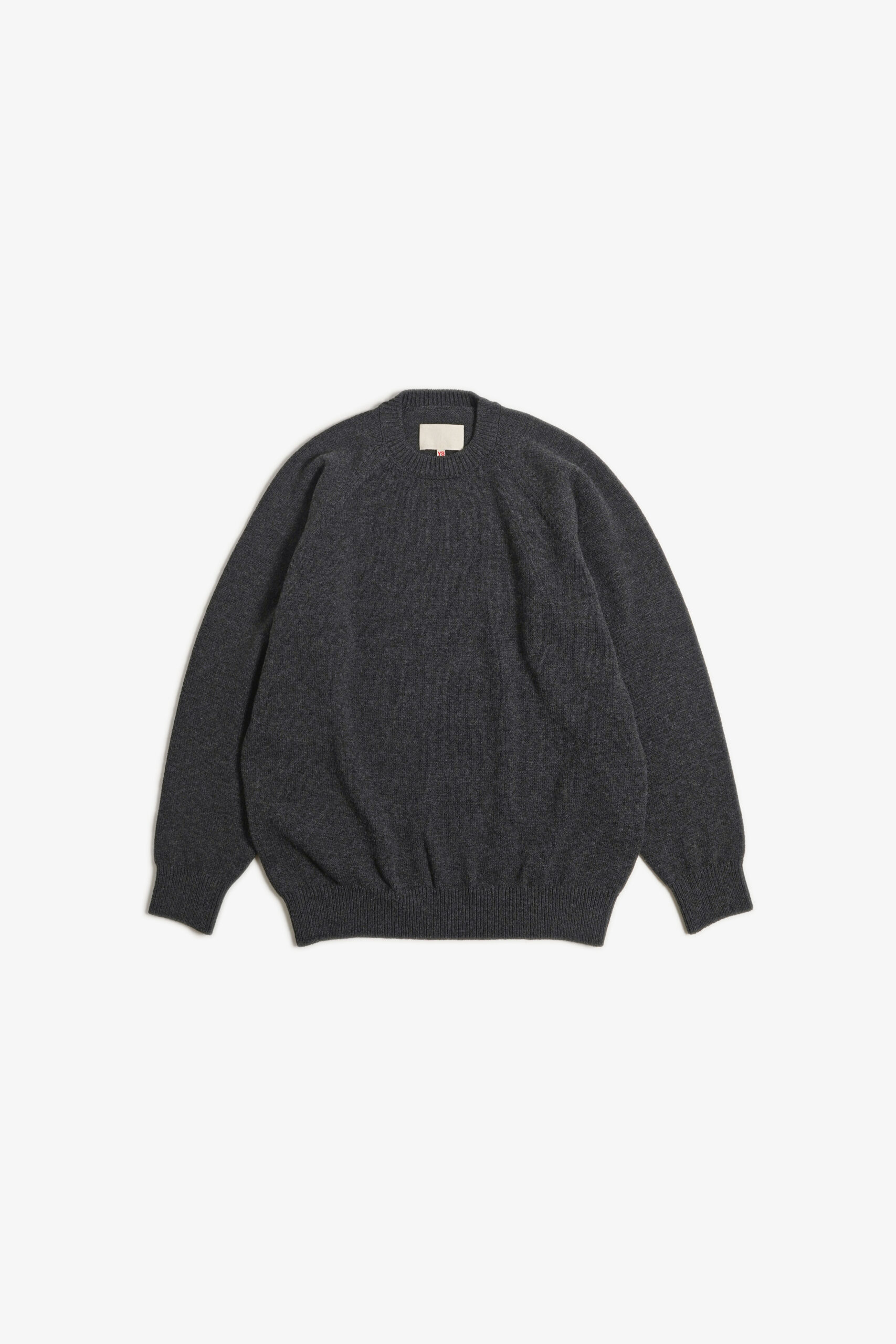 RAGLAN CREW NECK KNIT CHARCOAL GRAY