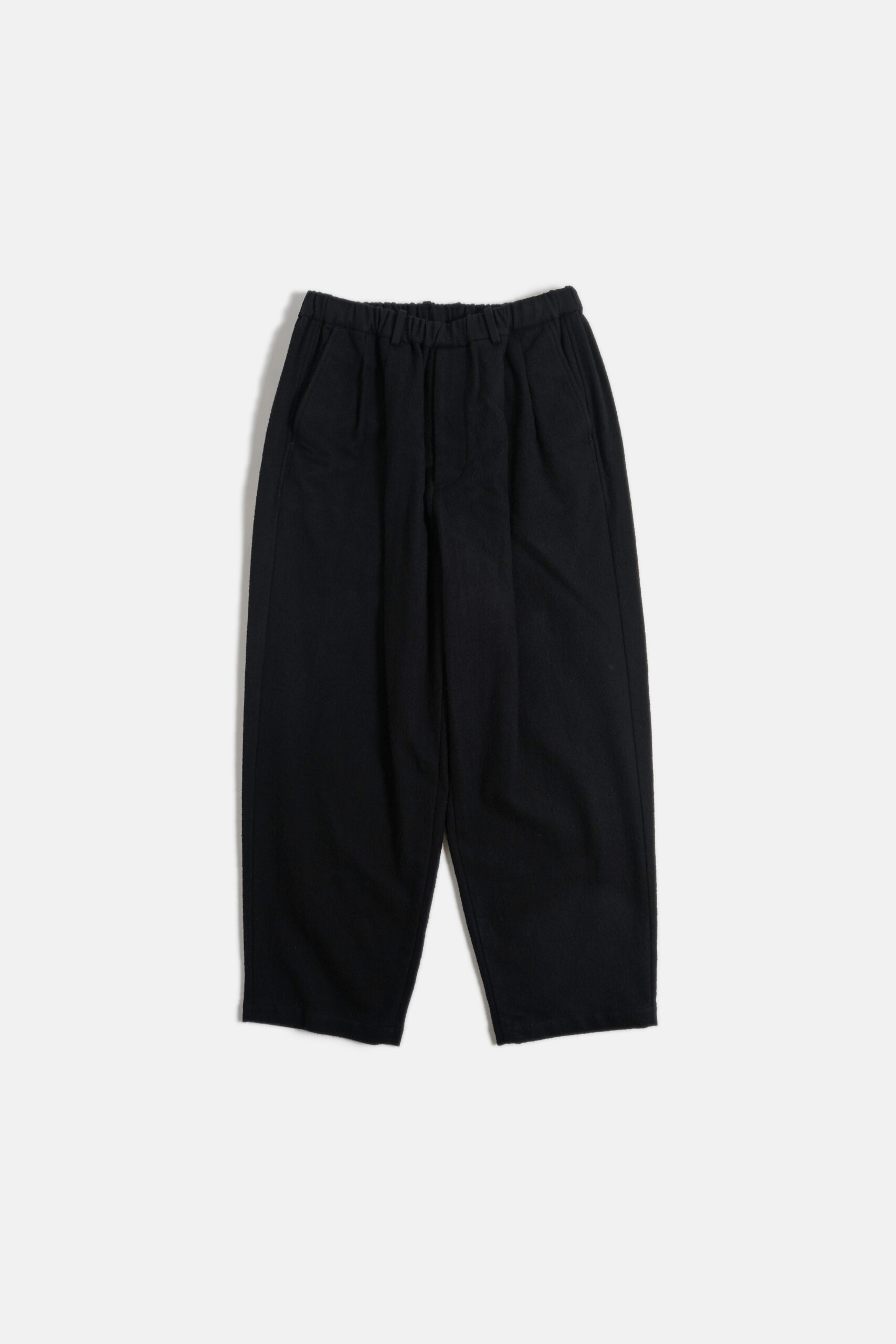 DOUBLE PLEATED WIDE EASY PANTS - SILK × COTTON BRUSHED FLANNEL -