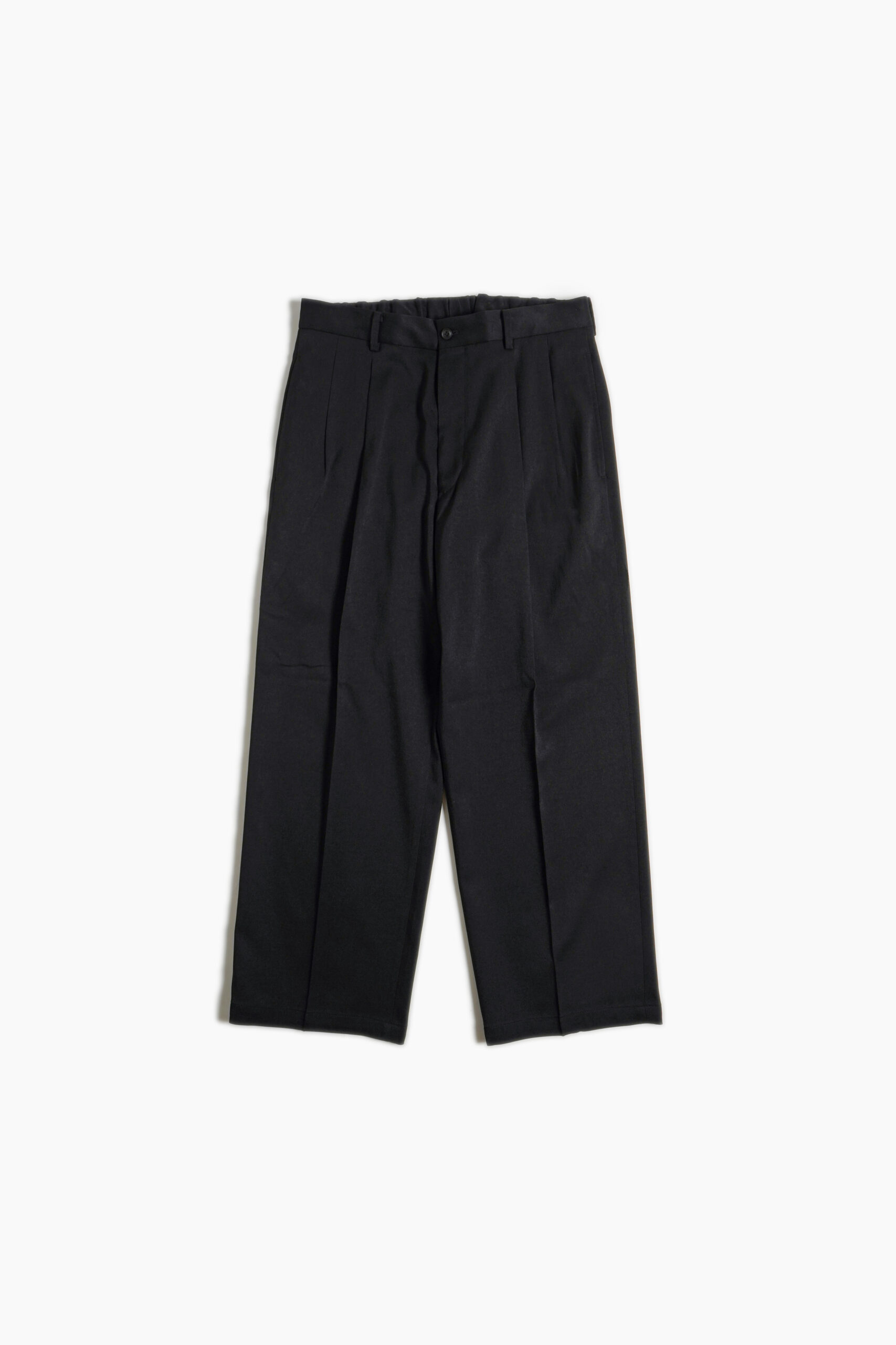 DOUBLE PLEATED TROUSERS - RECYCLE YARN - BLACK