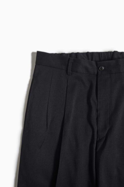 DOUBLE PLEATED TROUSERS - RECYCLE YARN - BLACK